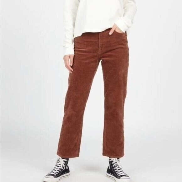 Volcom Stoned Straight Dark Clay Corduroy Pants Size 27 - Picture 1 of 11